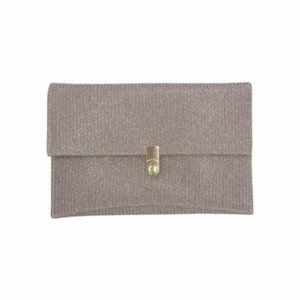 La Regale Women's Sparkle Jacquard Envelope Turn Lock Closure Flap Clutch - Gold